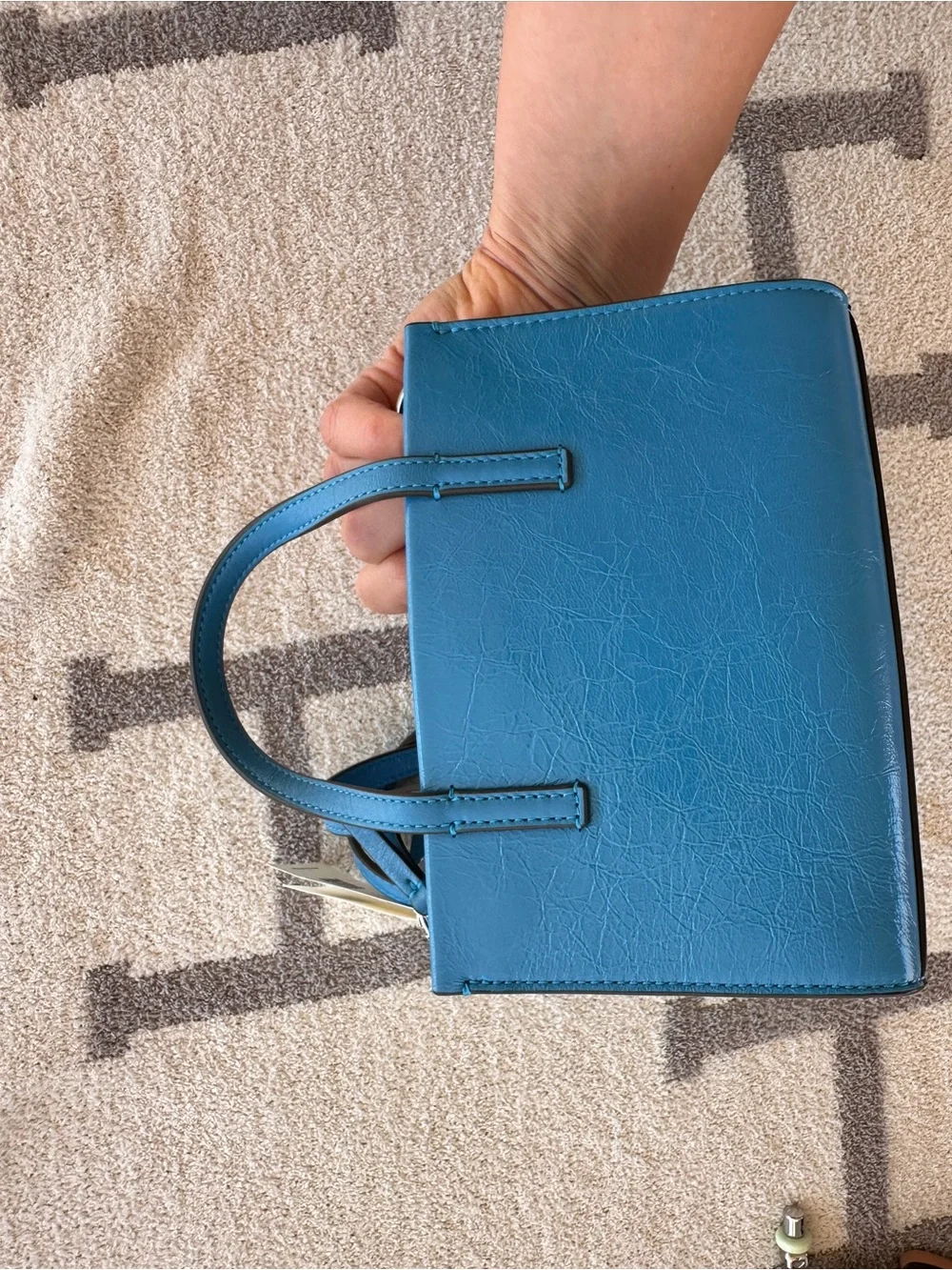 Tory Burch Bright Blue Leather Satchel with Gold Logo